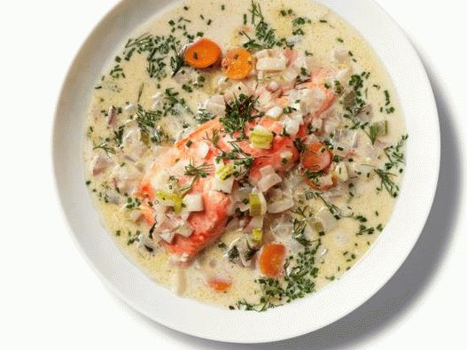 Foto einer Chowder mit Lachs und Dill in einem Slow Cooker