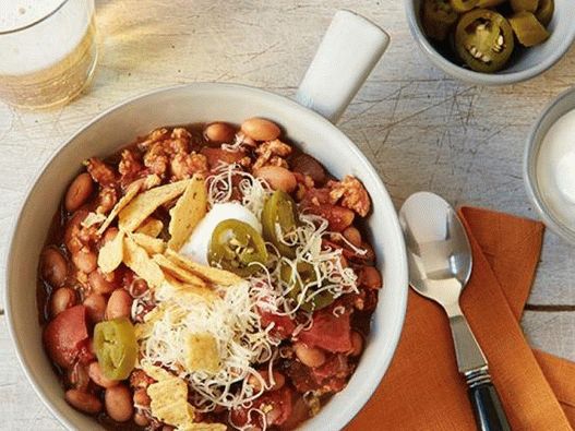 Foto von Chile mit einem Truthahn in einem Slow Cooker