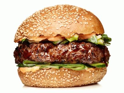 Photo Hamburger mit Gurken und Hoisinsauce