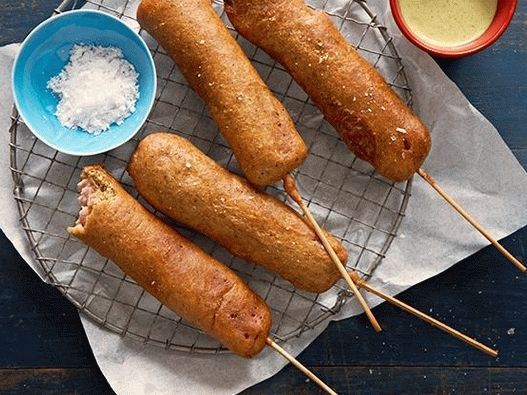 Corn Dog Foto im indischen Stil mit Mango Dip Sauce