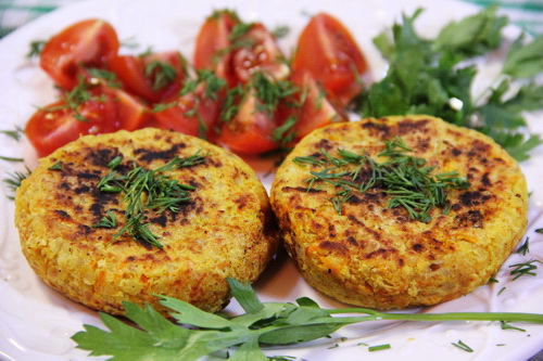 Koteletts von veganen Kichererbsen