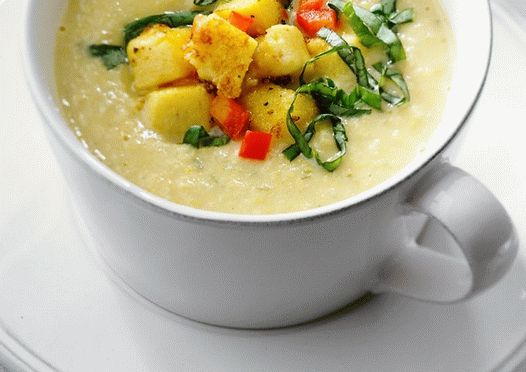Photo Maiscremesuppe mit Bohnencreme und Polenta