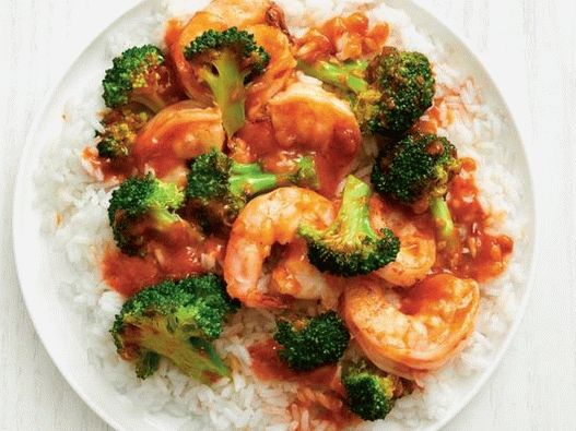 Photo Shrimps in pikanter Knoblauchsauce mit Ingwerreis