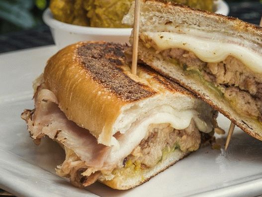 Foto kubanischen Provolone und Schweinefleisch Sandwiches