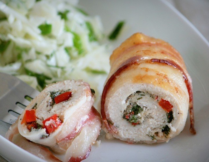 Speck Hähnchenbrötchen