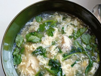 Foto Hühnersuppe mit Eiern