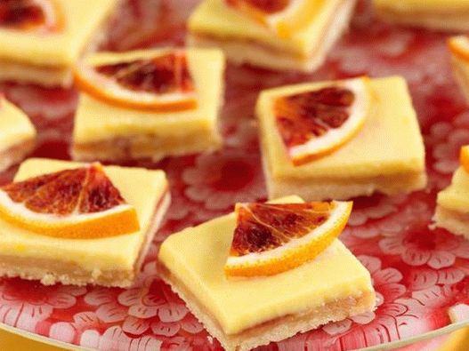 Fotografie Gerichte - Kuchen Zitrone Fliese mit Clementinen