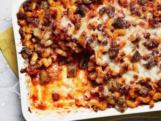 Photo Pasta Auflauf mit Speck und Auberginen