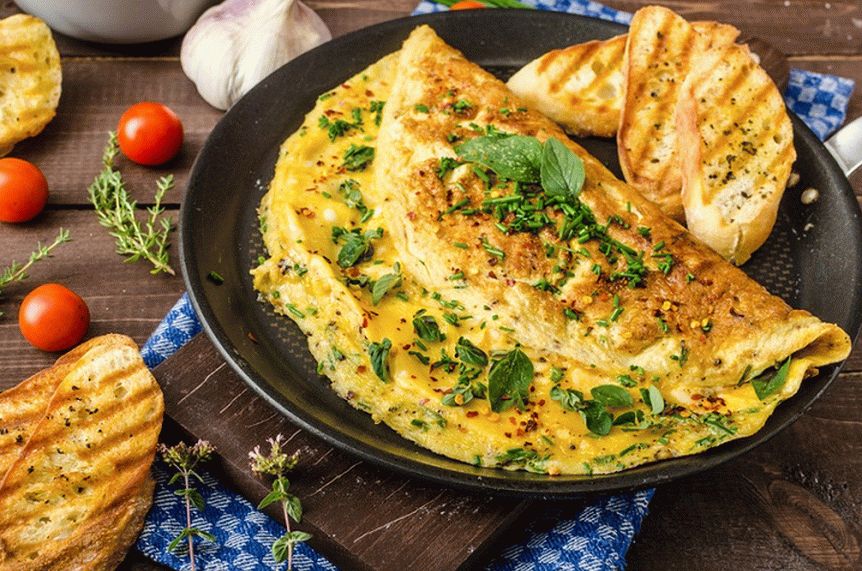 Omelett mit Mehl und Knoblauch
