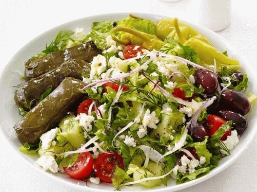 Fotografie Gerichte - Griechischer Salat mit Dolmades