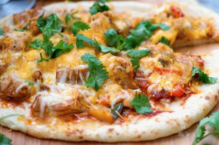 Thai gegrilltes Hühnchen Pizza Foto