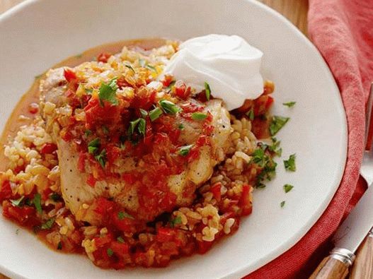 Auflauf mit Reis und Hähnchen