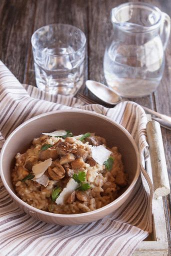 Foto von Risotto mit Steinpilzen und Blauschimmelkäse