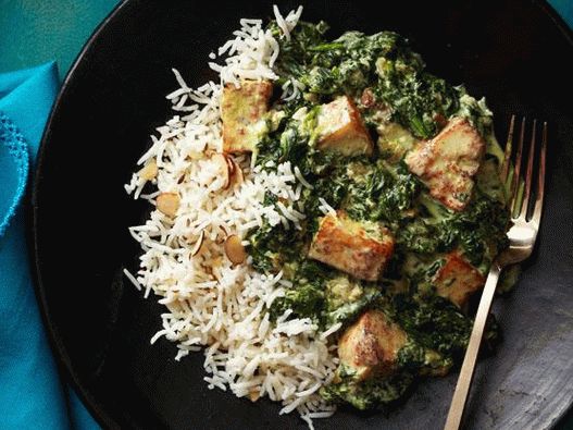 Photo Saag Panir - gebratener Käse mit Spinat