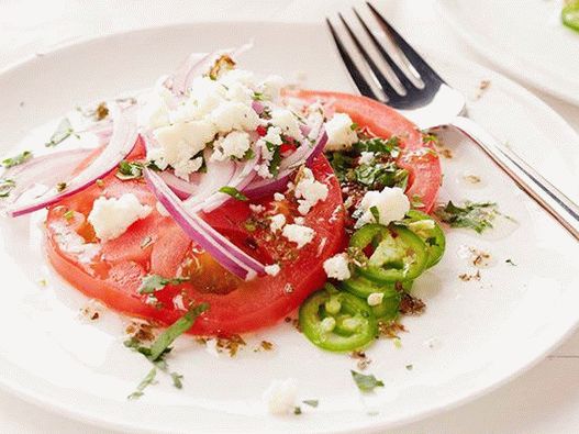 Foto Tomaten, Käse, Koriander und Chili-Salat