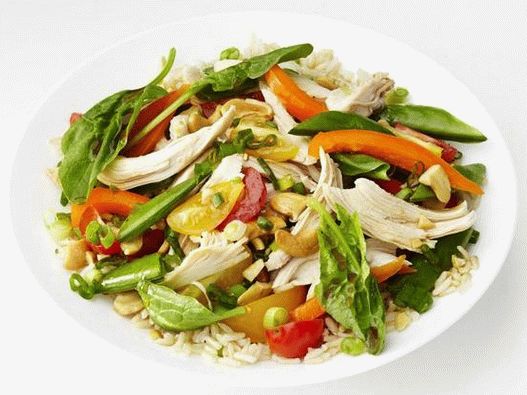 Foto-Reis-Spinat-Salat mit Teriyaki-Hähnchen