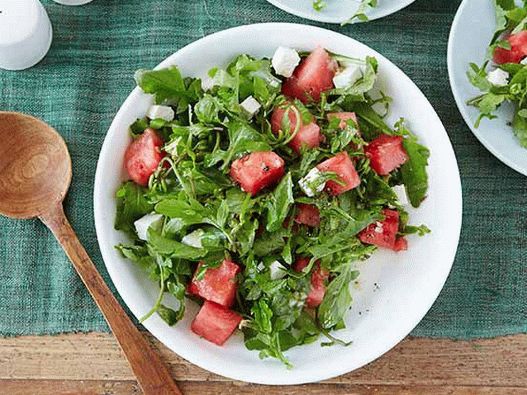 Foto Rucola, Wassermelone und Feta-Käse-Salat