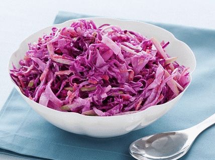 Fotosalat mit Rotkohl, Möhren und Äpfeln