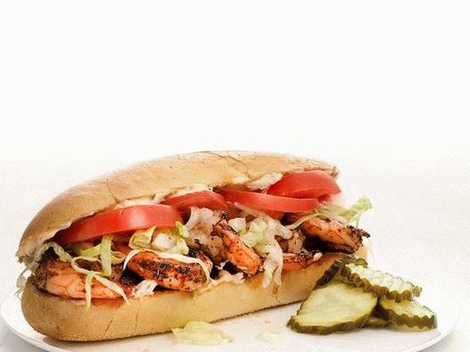 Photo Sandwich Fight mit gebratenen Garnelen