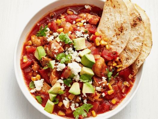 Foto gedünstetes Hähnchen mit Chipotle-Pfeffer in einem Slow Cooker