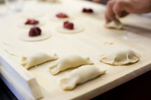 Knödel mit Erdbeeren