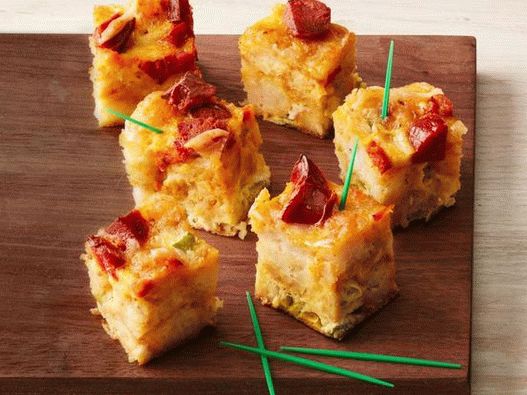 Foto des Gerichts - Vorspeise von Kartoffelbällchen und Chorizo-Wurst