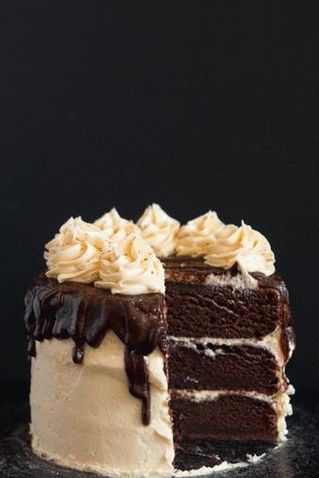 Photo Wet Schokoladenkuchen mit Vanillebuttercreme