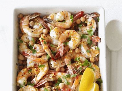Photo Baked Shrimp mit Kichererbsen