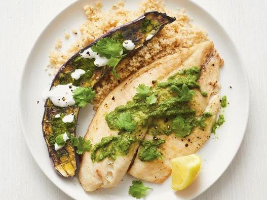 Tilapia mit gegrillten Auberginen in marokkanischer